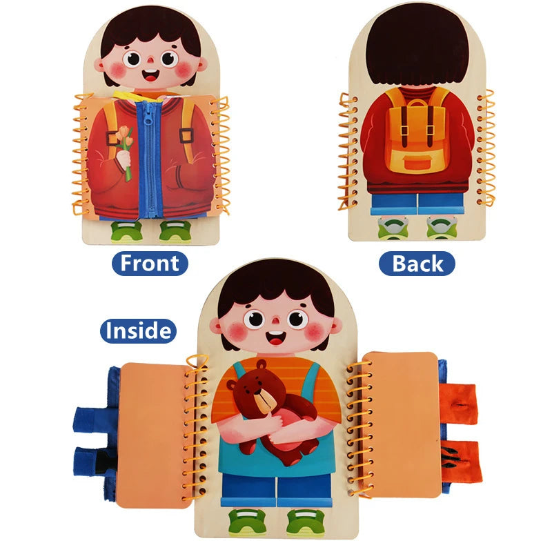 Multi-Layer Wooden Busy Board for Children Montessori Early Education Games Toddlers Quiet Books Sensory Toy Practice Dressing