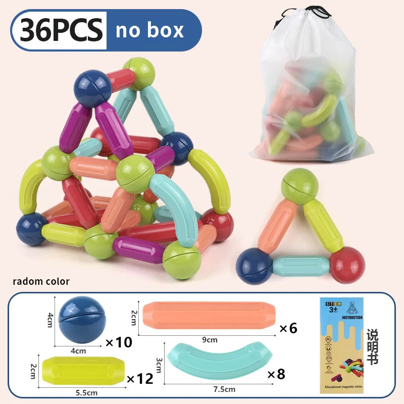 Magnetic Constructor Blocks Set Toys for Kids Magnet Stick Rod Building Blocks Montessori Educational Toys for Children Boy Girl