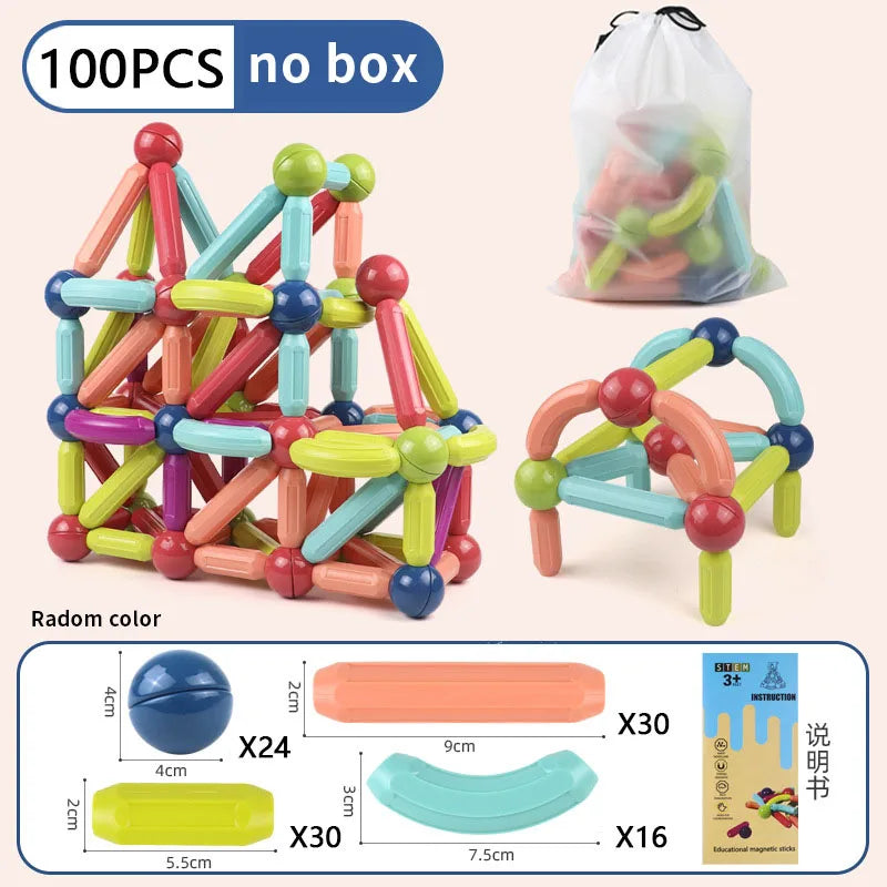 Magnetic Constructor Blocks Set Toys for Kids Magnet Stick Rod Building Blocks Montessori Educational Toys for Children Boy Girl