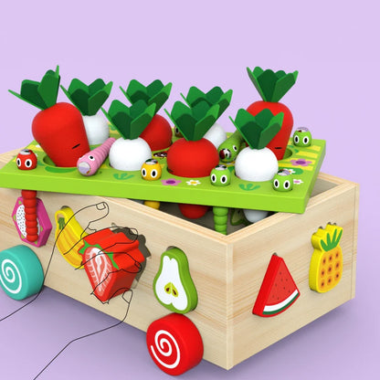 Best Selling Magnetic Fishing Wooden Radish Fruit Cart Shape Matching Blocks Montessori Educational Toys for Children