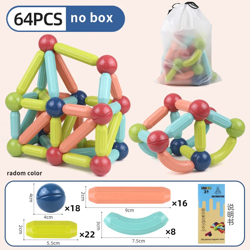 Magnetic Constructor Blocks Set Toys for Kids Magnet Stick Rod Building Blocks Montessori Educational Toys for Children Boy Girl