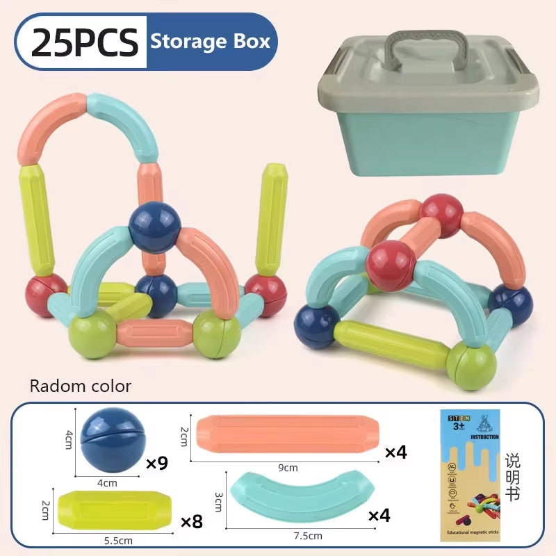 Magnetic Constructor Blocks Set Toys for Kids Magnet Stick Rod Building Blocks Montessori Educational Toys for Children Boy Girl