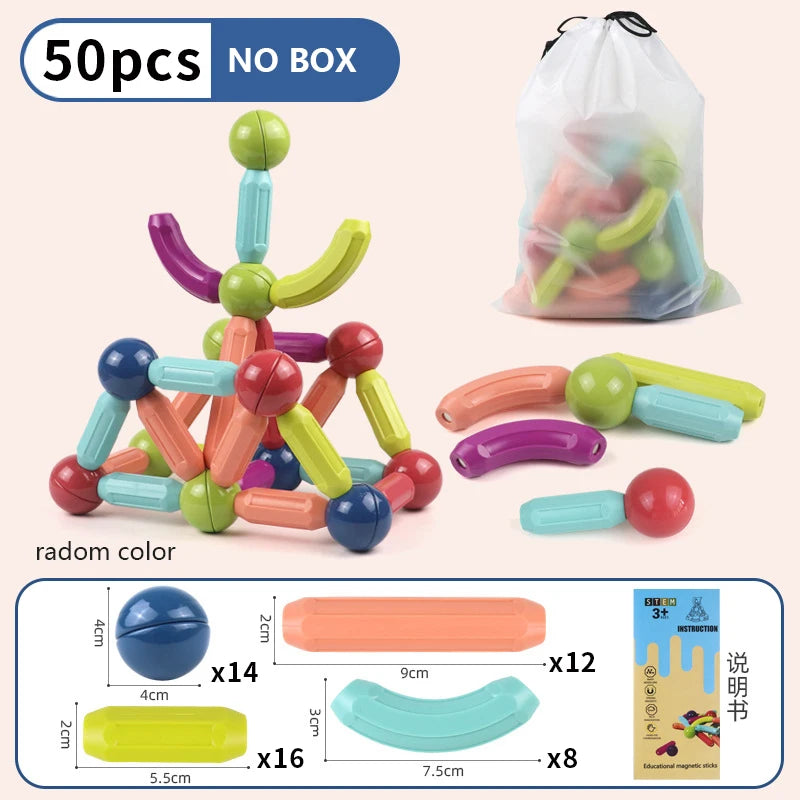 Magnetic Constructor Blocks Set Toys for Kids Magnet Stick Rod Building Blocks Montessori Educational Toys for Children Boy Girl