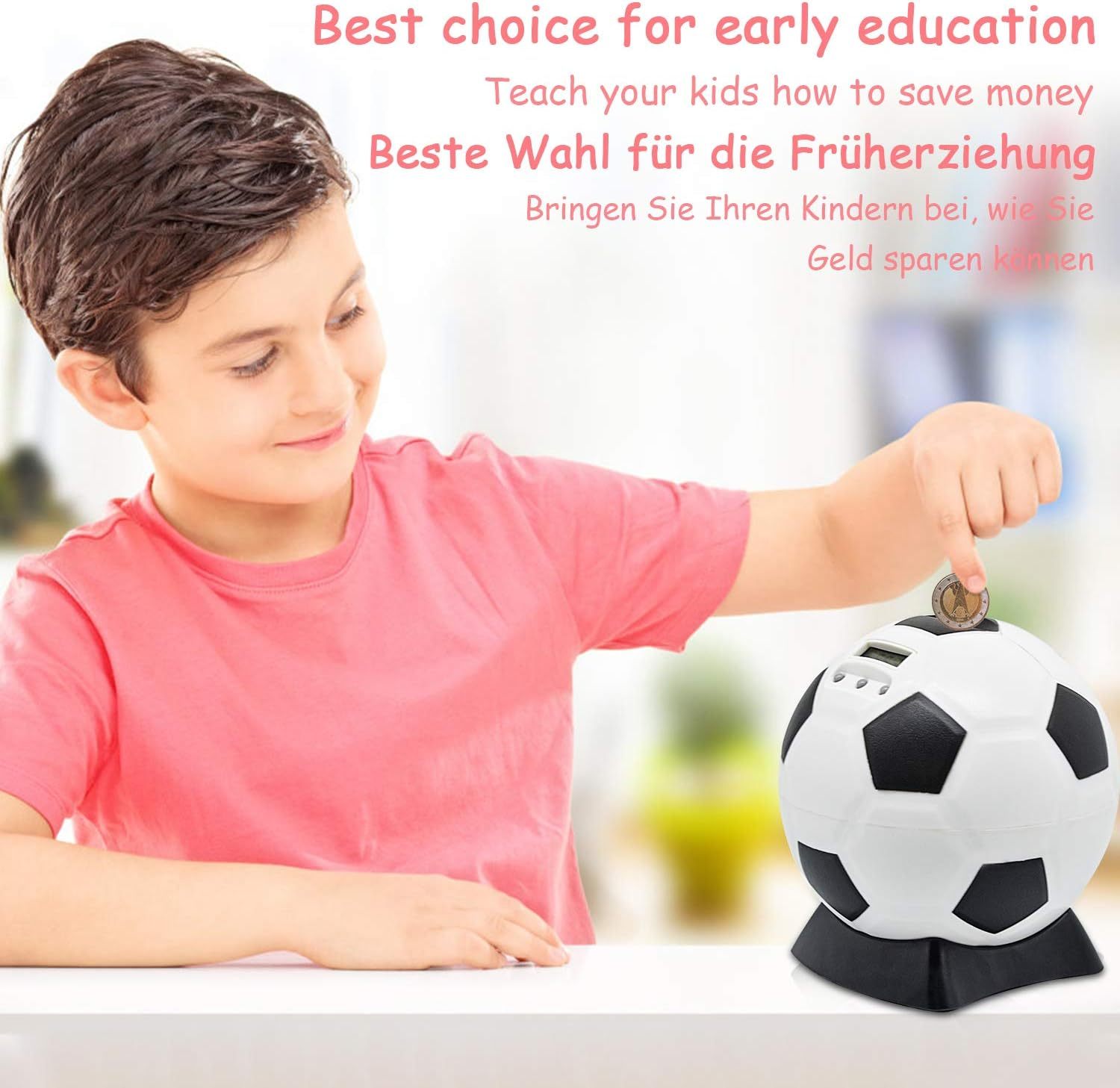 Digital Coin Counting Piggy Bank for Kids — Football Money Box