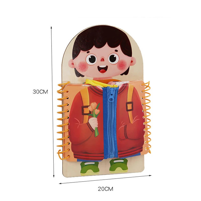 Multi-Layer Wooden Busy Board for Children Montessori Early Education Games Toddlers Quiet Books Sensory Toy Practice Dressing