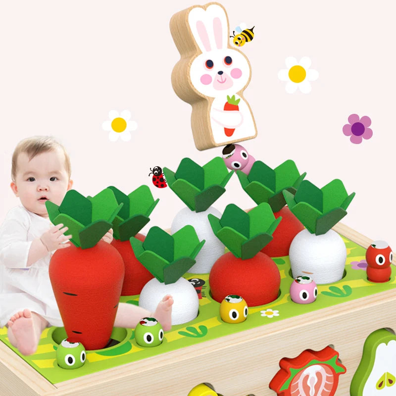 Best Selling Magnetic Fishing Wooden Radish Fruit Cart Shape Matching Blocks Montessori Educational Toys for Children