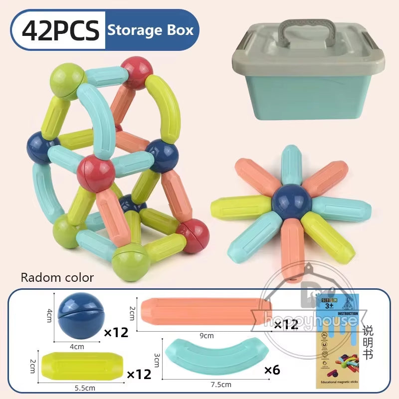 Magnetic Constructor Blocks Set Toys for Kids Magnet Stick Rod Building Blocks Montessori Educational Toys for Children Boy Girl
